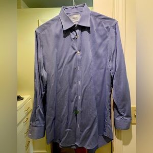 Charles Tyrwhitt navy blue gingham dress shirt - size 15.5, 33 - extra slim fit